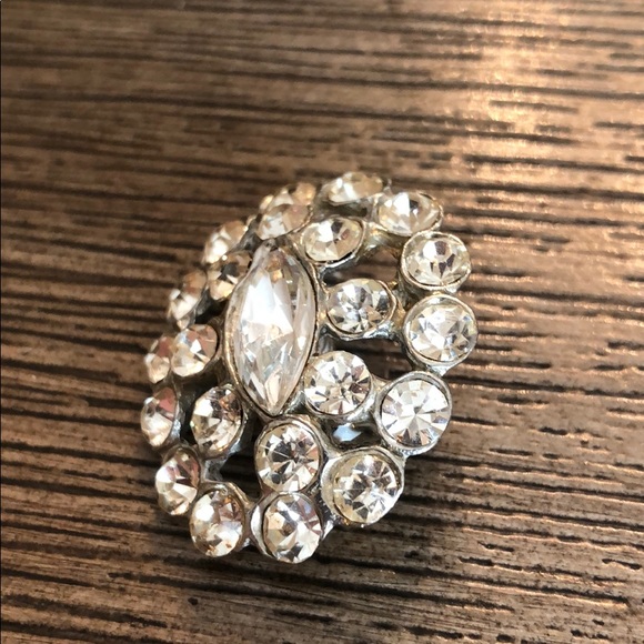 Oval Glass Rhinestone Pin Marquise Center Stone - Picture 3 of 12